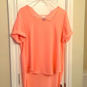 Bright peachy pink Hi Low Blouse